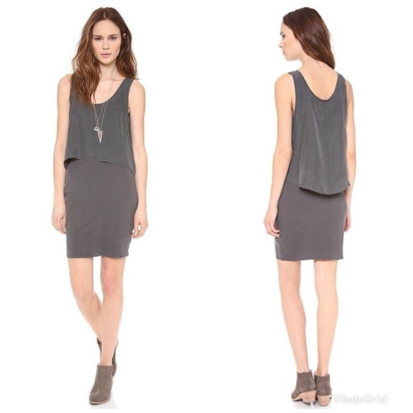 Soft Joie Kaleisa Silk Overlay Gray Dress M - Picture 2 of 8